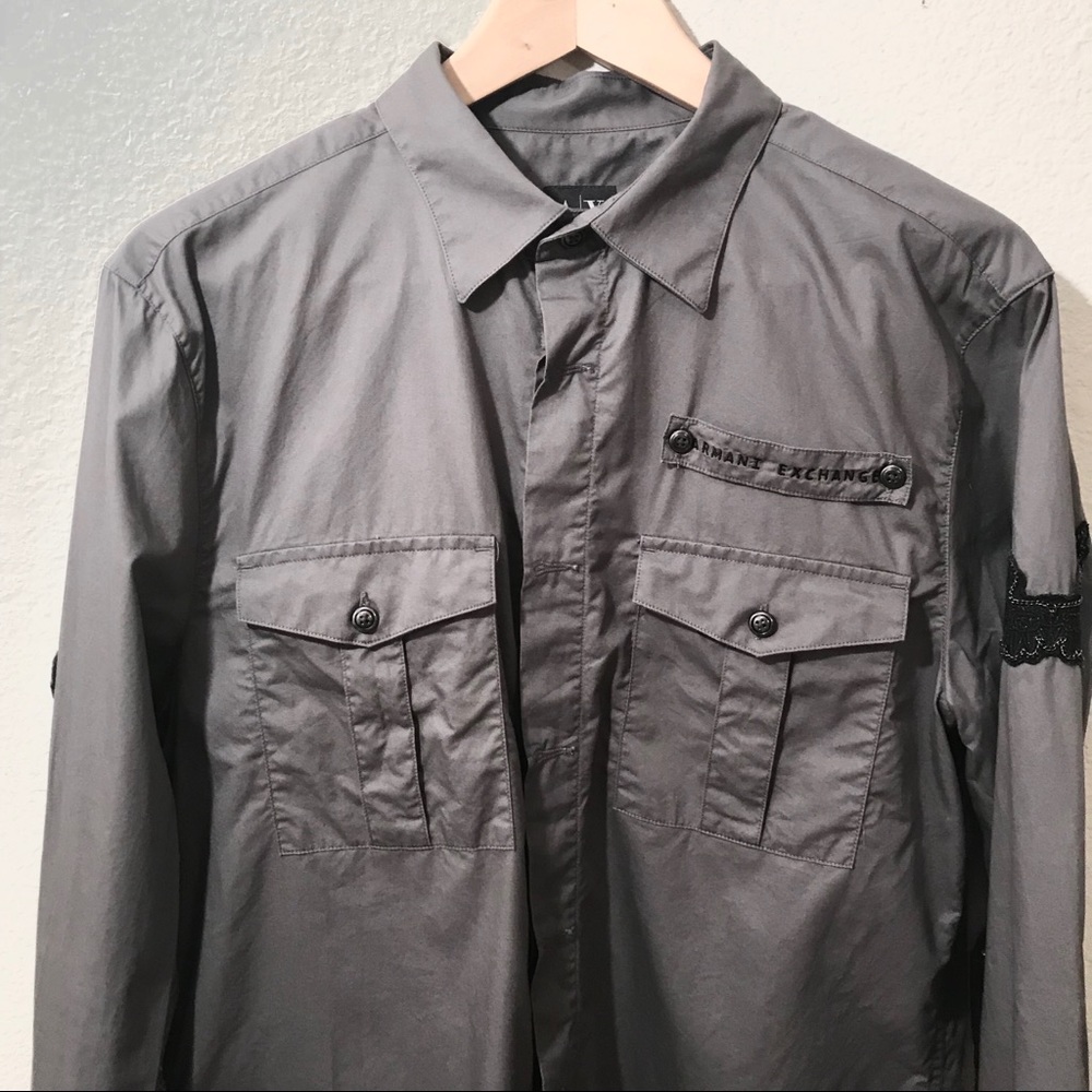Armani Exchange Utility Patch Button Down Shirt - image 3
